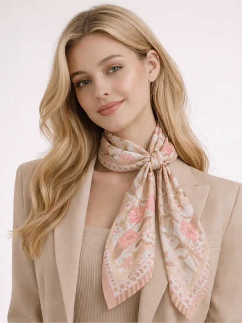 Floral Neck Scarf in Blush Pink